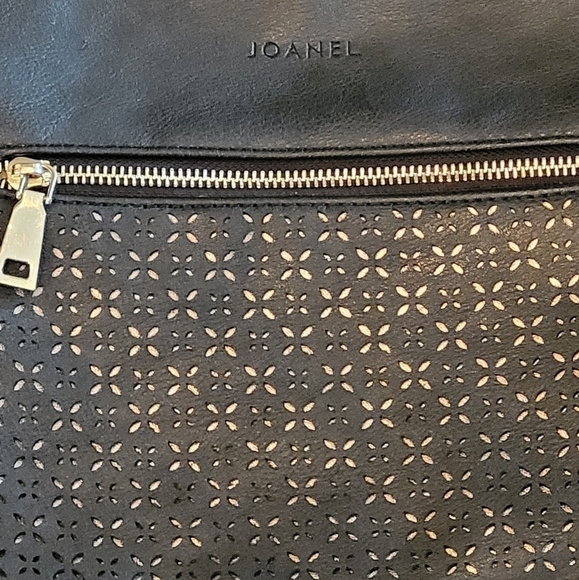 JOANEL Crossbody Bag, Faux Leather, Cutout and Zipper Detail, Black - Picture 2 of 14